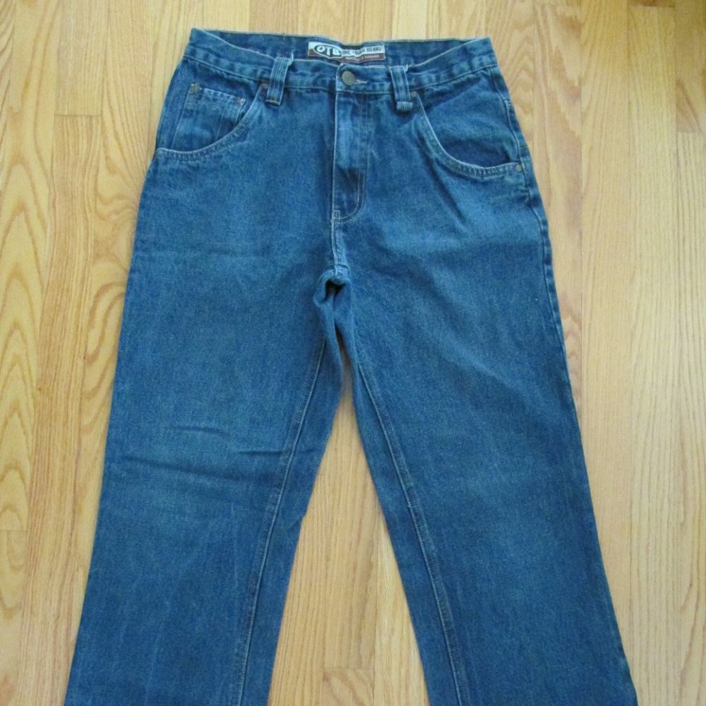 OTB ONE TOUGH BRAND MEN'S SIZE 29 X 30 JEANS MED BLUE STONE WASHED STRAIGHT LEG